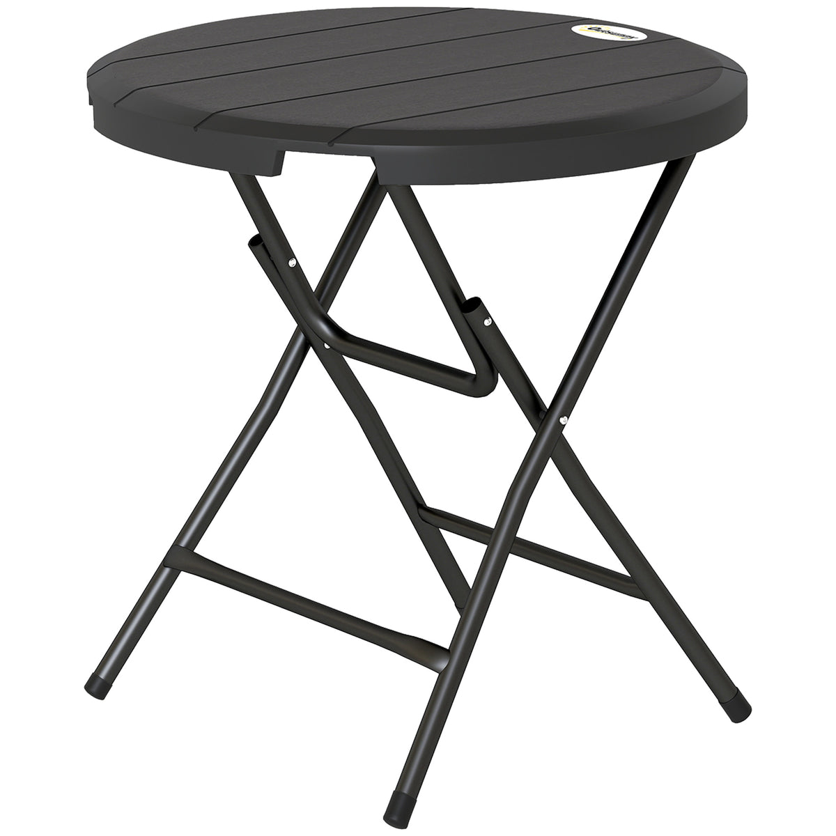 Foldable Round Garden Table for 4, Outdoor Dining Table with HDPE Tabletop and Steel Frame, 80 x 80 x 73 cm, Dark Grey
