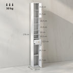 178 cm Narrow Tall Bathroom Cabinet - White