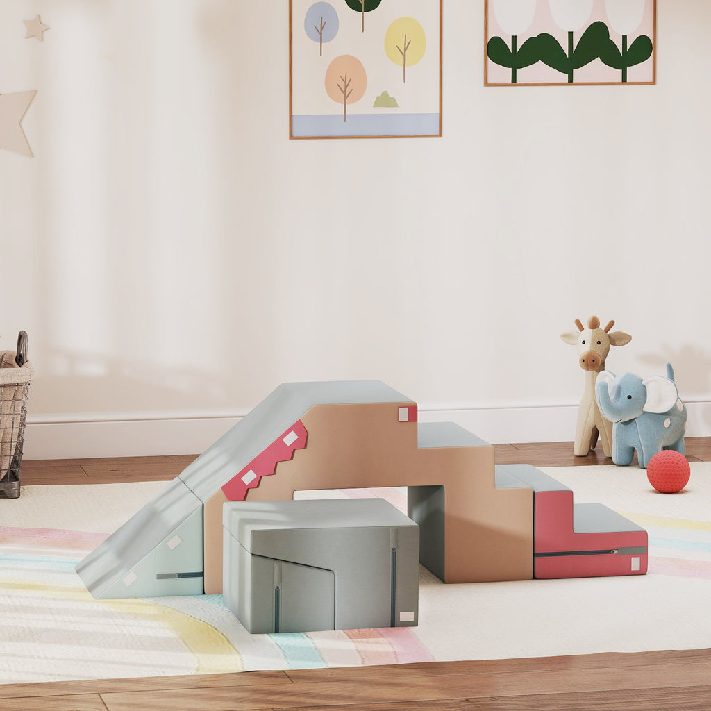 2-teiliges weiches Spielbl?cke-Set f¨¹r Kleinkinder, Kunstleder, Schaumstoff, zum Klettern, Bauen, Spielen, Bunt
