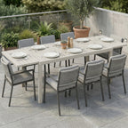 Gartentisch Ausziehbarer 150/225 x 85 cm Aluminium Esstisch für 6-8 Personen, Rechteckig Lamellenoptik