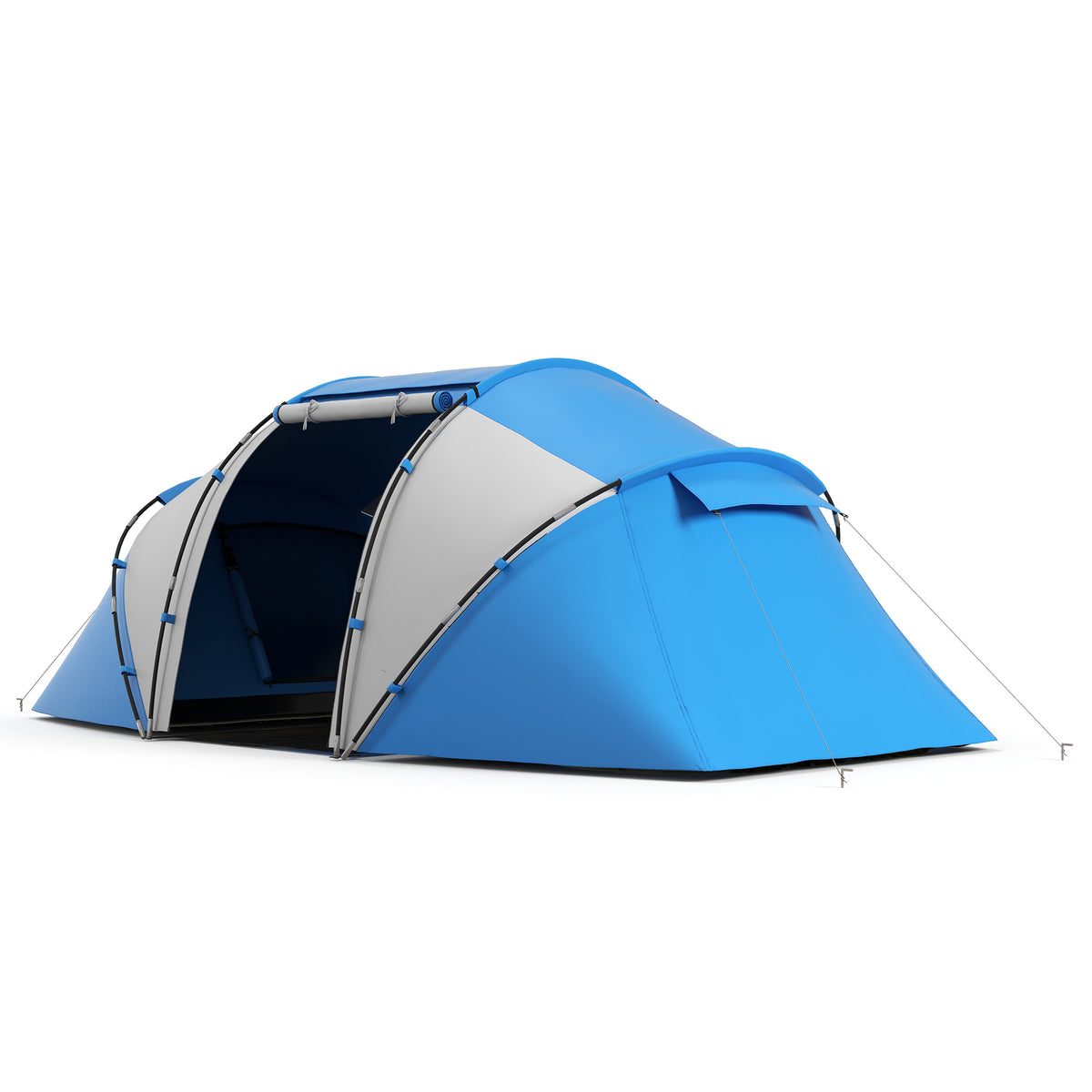  Campingzelt für 4-6 Personen leicht, stabil wasserdicht Familienzelt mit Eingang Bodenplane, Zelt mit 2000mm Wassersäule Tunnelzelt Kuppelzelt für Camping Reise Trekking Garten, Blau
