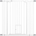 Extra Tall Pet Gate, Indoor Dog Safety Gate, with Cat Flap, Auto Close, 74-101cm Wide - White
