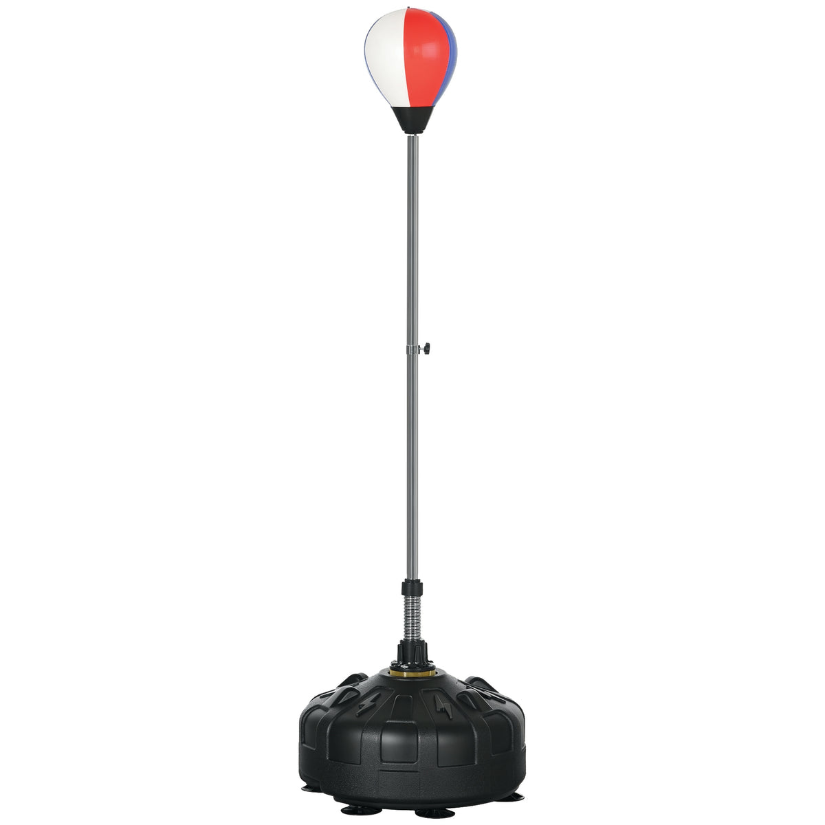 Punchingball, höhenverstellbar 147-165cm, befüllbarer Standfuß, Stahl, Schwarz+Rot+Weiß