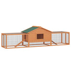 Wooden Rabbit Hutch with Run, Tray, Ramps, Asphalt Roof, 309 x 70 x 87cm, Orange