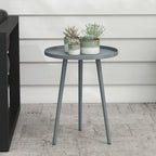 Round Garden Coffee Table, Outdoor Side Table with Rounded Steel Edge, Ø40 x 50H cm, Grey