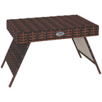 Foldable Outdoor Side Table, Rattan Garden Coffee Table with Steel Frame, Space Saving Bistro Garden Furniture for Patio, Balcony, 60 x 41 x 41 cm, Brown