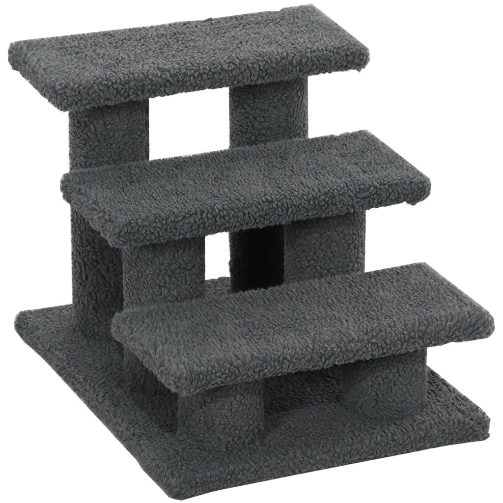 Katzentreppe 3 Stufen Tiertreppe Treppe für Katze Haustiertreppe 45 x 35 x 34 cm Grau