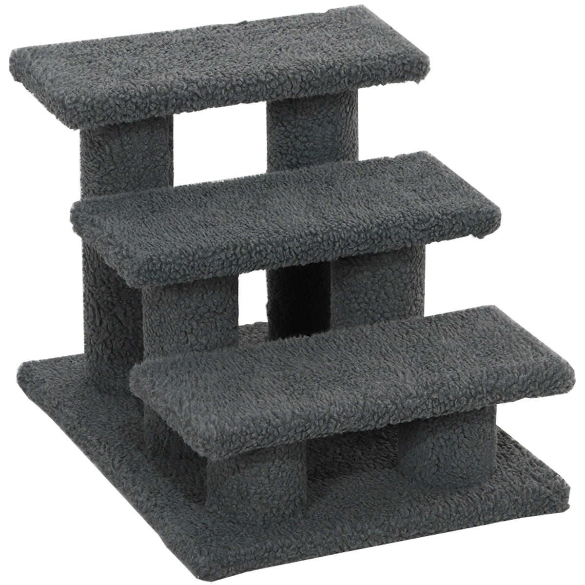 Katzentreppe 3 Stufen Tiertreppe Treppe für Katze Haustiertreppe 45 x 35 x 34 cm Grau