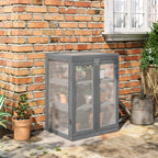 3-tier Wood Greenhouse Garden Polycarbonate Cold Frame Balcony Grow House w/ Storage Shelf for Plants, Flowers, Dark Grey