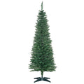 5ft Unlit Artificial Christmas Tree, Pencil Slim Xmas Tree with Solid Stand and Realistic Branches, Green