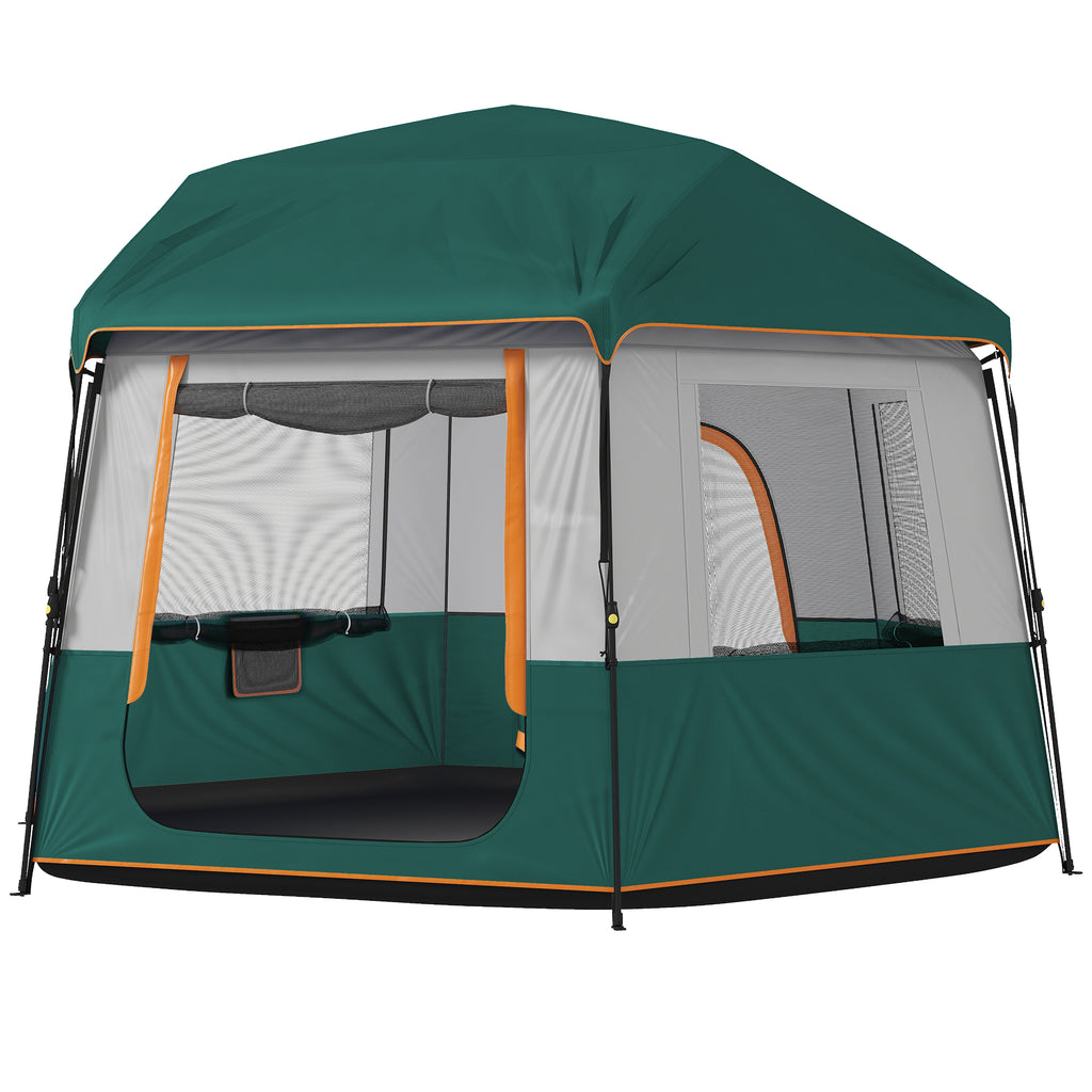 Cabin Tent Easy Setup 3000mm Waterproof Camping Tent 4 Person with Carrying Bag Green