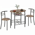 Essgruppe 3-teilig, Küchentisch und Stühle für 2 Personen mit Regal, Wohnzimmer, Rustikal-Braun Holz-Optik