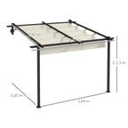 Gartenpavillon 3 x 3m, einziehbares Dach, Wandmontage, Metallrahmen, Cremeweiß