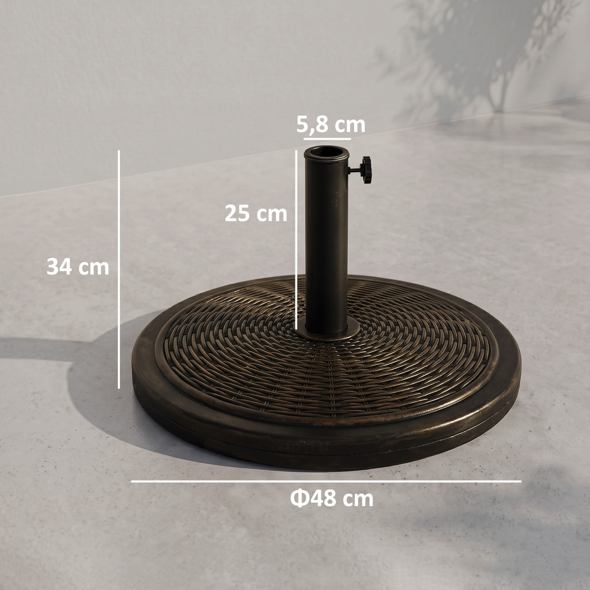 Sonnenschirmständer aus Zement 14kg Rund Schirmständer mit Rattanoptik für Sonnenschirm 35mm/38mm/48mm Rohrdurchmesser
