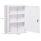 Medizinschrank, 3 F?cher, abschlie?bare T¨¹r, stabiles Stahlgeh?use, wei?, 40 x 15 x 53,5 cm