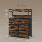 Rustic Chest of Seven Fabric Drawers - Rustic Brown