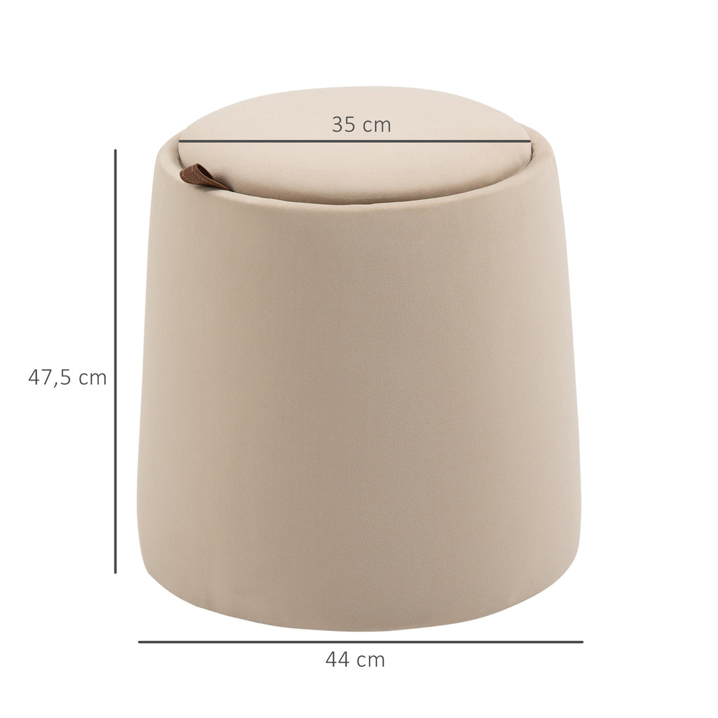 2-in-1 Hocker in Samtoptik inklusive Stauraum und abnehmbaren Deckel Φ44 cm x 47,5 cm Beige