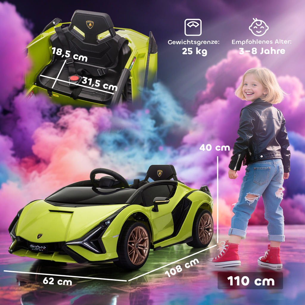 Kinder-Elektroauto, Lamborghini, 3-5 km/h, Fernsteuerung, für 3-5 Jahre, Grün