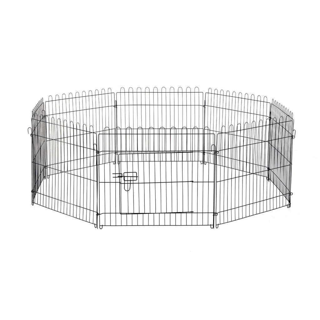 Welpenlaufstall 8-TLG Welpenauslauf mit 8 Gitterplatten Tür Schutzplane Freilaufgehege 61cm hoch Welpengitter Laufstall für Haustiere Hund Katze Welpe Laufgitter für drinnen und draußen