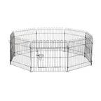 Welpenlaufstall 8-TLG Welpenauslauf mit 8 Gitterplatten Tür Schutzplane Freilaufgehege 61cm hoch Welpengitter Laufstall für Haustiere Hund Katze Welpe Laufgitter für drinnen und draußen