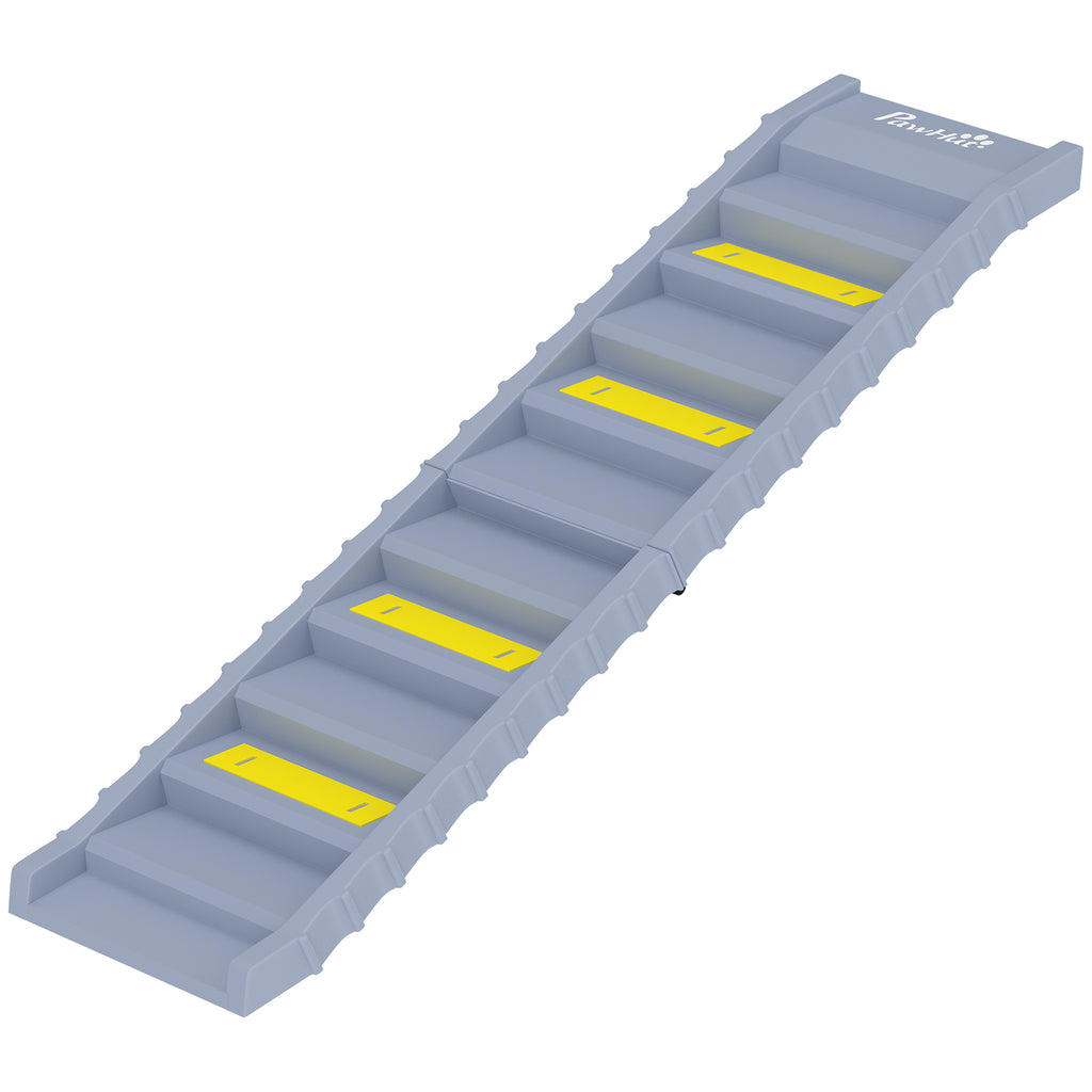 Dog Car Ramp with Anti-Slip Steps, 10-Steps Pet Stairs for Pets to Access Cars and High Beds, Grey