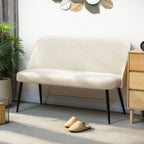 2-Sitzer-Sofa, moderne Polstercouch mit Metall- und Holzrahmen, samtartiger Stoffbezug, Beige