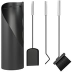 Kaminbesteck Set 4-teilig Kaminzubeh?r mit Besen, Schaufel, Sch¨¹rhaken und Korb, Kamingarnitur, Metall, Schwarz