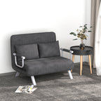 3 in 1 Schlafsofa 185x105cm Schlafcouch mit 5-stufig Verstellbarer Rückenlehne, Wurfkissen, 2 Sitzer Sofa mit Schlaffunktion, Samtoptik, Chaiselounge für Wohnzimmer, Schlafzimmer, Grau