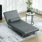 Klappsessel mit Bettfunktion, klappbarer Relaxsessel in Samtoptik, Verstellbare R¨¹ckenlehne, 75 x 70 x 75 cm, Grau