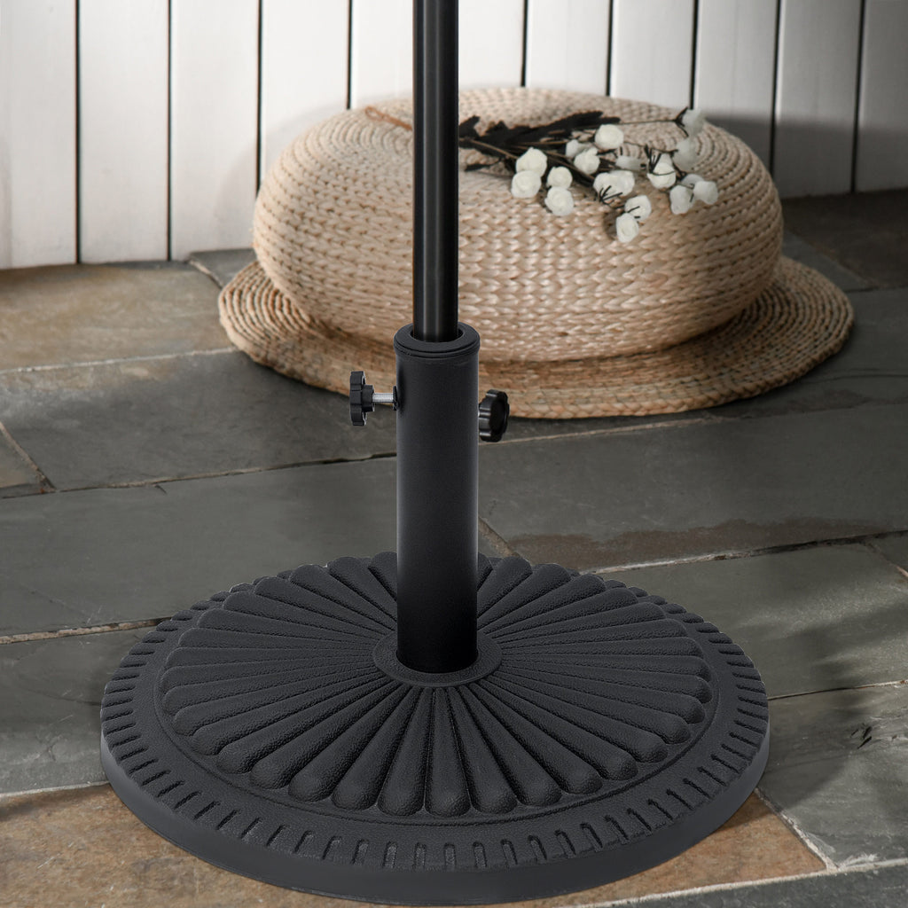 14kg Round Cement Parasol Base Umbrella Weight Stand Holder Fits Φ35mm,Φ38mm,Φ48mm Pole for Patio Outdoor Garden - Black