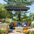 2 x 1.3m Garden Parasol Umbrella, Outdoor Market Table Umbrella with Ruffles & Aluminium Pole, Rectangular Tilting Parasol Sun Shade Canopy, Grey