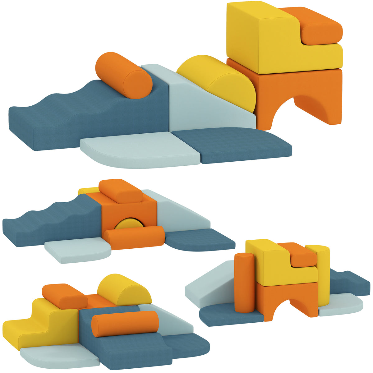 9-Piece Soft Play Set, Kids Soft Play Foam Blocks with Detachable Cover for Climbing and Crawling