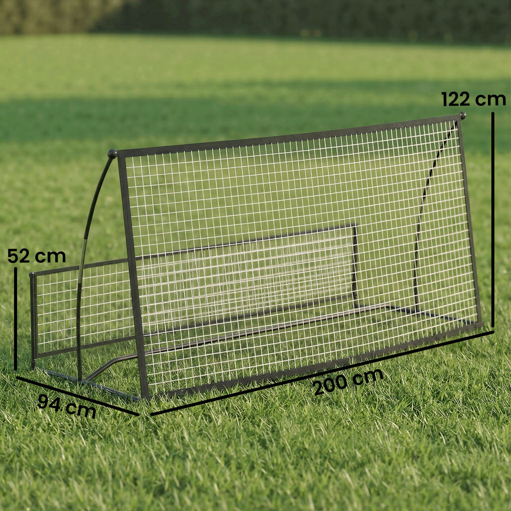 Rebounder für Fußball, 2-in-1 Zweiseitig Faltbar Prellwand mit Rückprallwand Netz, 200 x 94cm, Schwarz