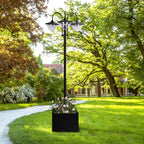  189cm 3-head Solar Lamp Post, Street Light with Planter, Automatic-on, 6 Hour Max Outdoor Ready LED Lighting, Black