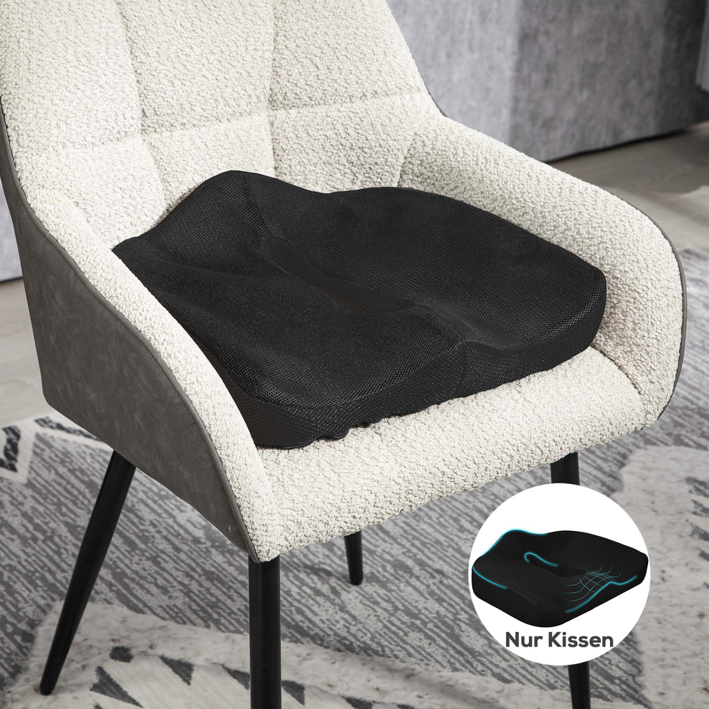 Sitzkissen, ergonomisch, atmungsaktiver Bezug, rutschfest, 44x39x13 cm, Schwarz