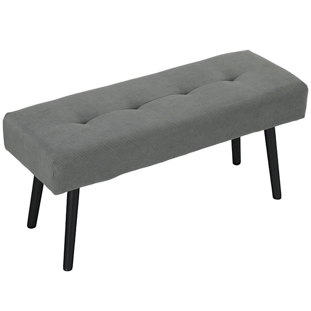 Sitzbank Polsterbank mit Cordbezug, Bettbank mit Metallbeine, Schuhbank 100 x 36 x 45 cm Grau