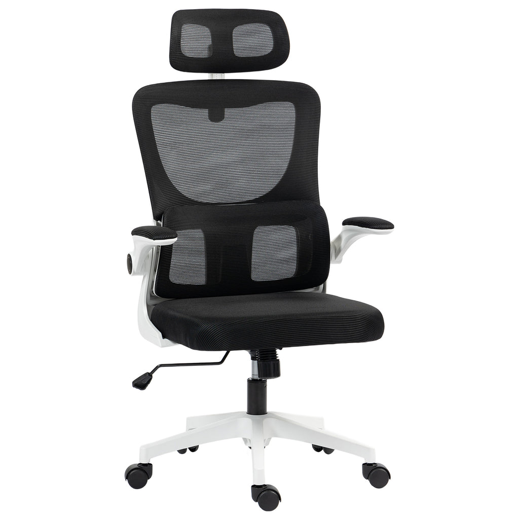 Bürostuhl, höhenverstellbar, verstellbare Kopfstütze, bis 120 kg, 60x59x114-122 cm, Schwarz