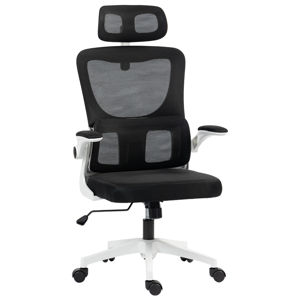 Bürostuhl, höhenverstellbar, verstellbare Kopfstütze, bis 120 kg, 60x59x114-122 cm, Schwarz