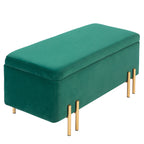 Sitzbank, Polsterbank mit Stauraum, Metall, Kautschukholz, Schaumstoff, 100 x 40 x 42 cm, Gr¨¹n