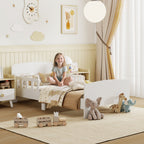 Kinderbett mit Sicherheitsschienen, Kleinkinderbett für Kinder im Alter von 3-8 Jahren, MDF, Weiß