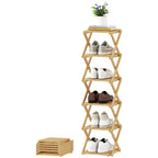 Schuhregal, klappbar Schuhst?nder mit 6 Ebenen aus Bambus, f¨¹r max. 9 Paar Schuhe, 30 x 29 x 108 cm, Natur