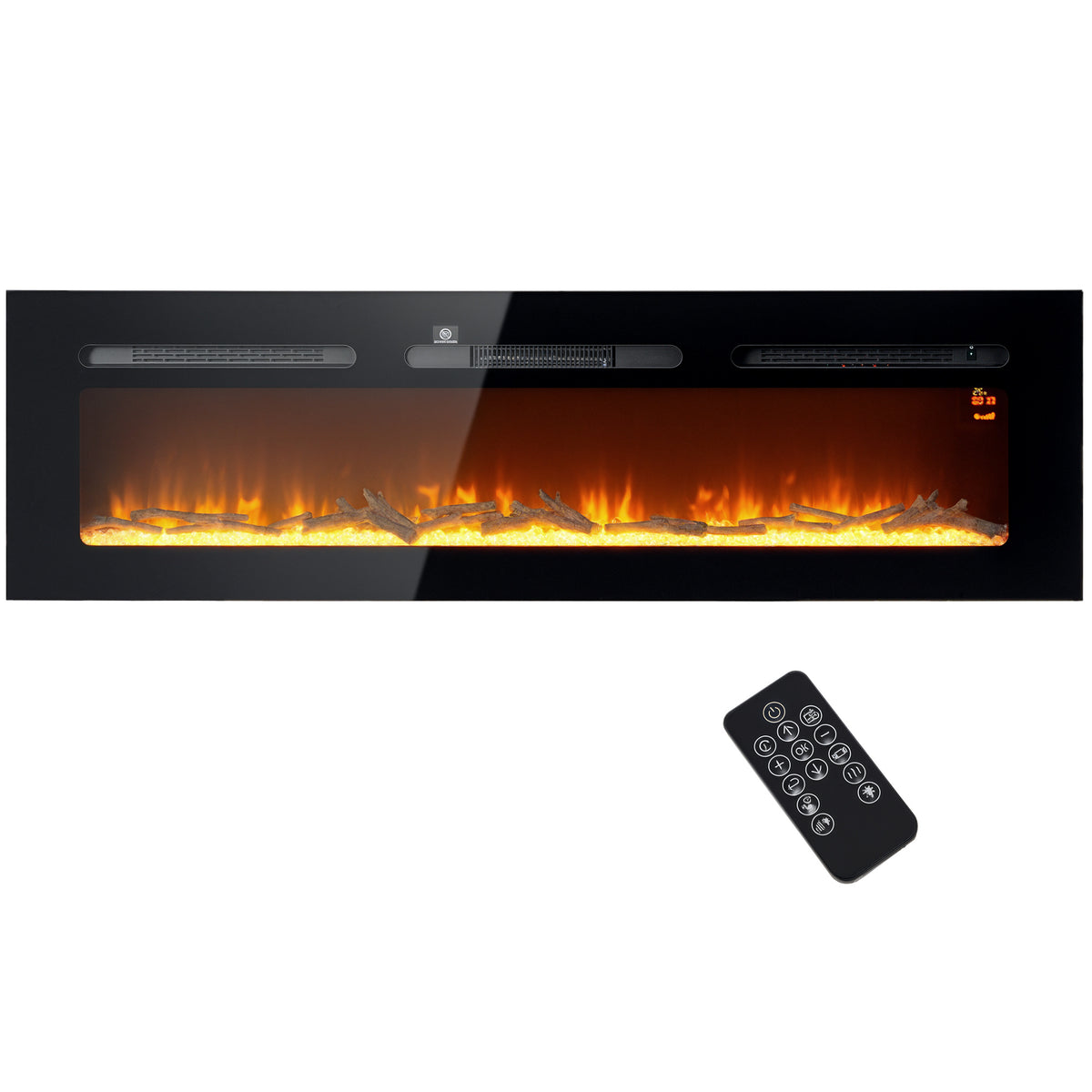 Elektrokamin mit Heizung 1800 W LED 3D-Flammeneffekt 152,4cm Schwarz