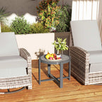 Beistelltisch Gartentisch Rund wetterfest Aluminium Balkontisch mit Marmoroptik Grau