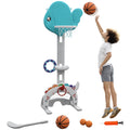 Kinder Basketballkorb 5 in 1 Höhenverstellbarer 134-152 cm mit Basketballs Pumpe Fußballtor Golfball Indoor Outdoor