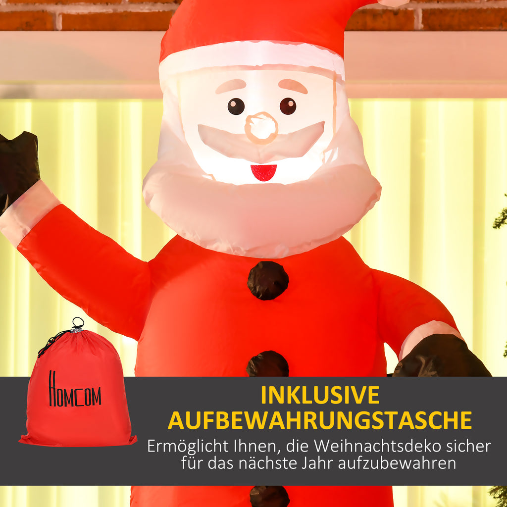 Aufblasbarer Weihnachtsmann mit Schornstein, LED-Beleuchtung, integriertes Gebläse, 80 x 70 x 210 cm