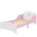 Kinderbett, 140 x 70 cm Bettgestell mit hohen Schutzgitter für Kinder von 3-6 Jahren, ohne Matratze, Rosa