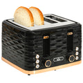 4-Scheiben-Toaster, wellenf?rmiges Design, mehrere Funktionen, Kr¨¹melfach, Schwarz