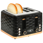 4-Scheiben-Toaster, wellenf?rmiges Design, mehrere Funktionen, Kr¨¹melfach, Schwarz