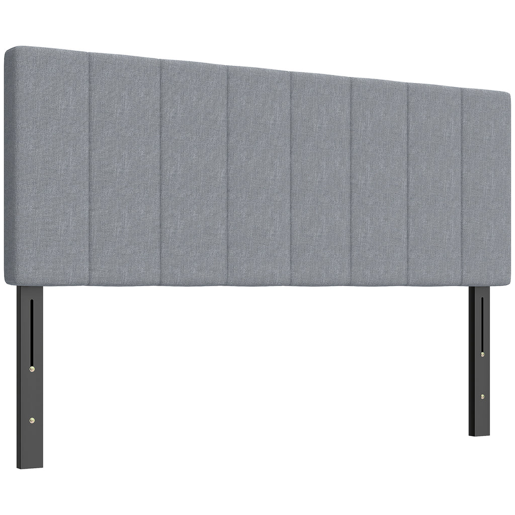 Kopfteil 3-fach höhenverstellbar Bettkopfteil mit Metallbeinen Leinenoptik für Schlafzimmer 160x10x106/116/126 cm Grau