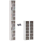 204 CD-Aufbewahrungsregale im 2er-Set, Blu-Ray-Turmständer mit verstellbaren Regalböden, Bücherregal-Organizer, Weiß